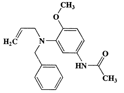 N-(3-(allyl(benzyl)amino)-4-methoxyphenyl)acetamide,Acetamide,N-[4-methoxy-3-[(phenylmethyl)-2-propenylamino]phenyl]-,CAS 43061-58-1,310.39,C19H22N2O2