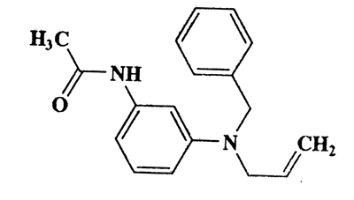 N-(3-(allyl(benzyl)amino)phenyl)acetamide,Acetamide,N-[3-[(phenylmethyl)-2-propenylamino]phenyl]-,CAS 115763-95-6,280.36,C18H20N2O