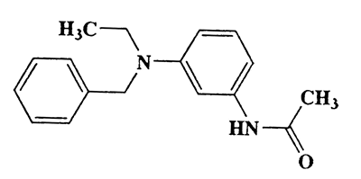 N-(3-(benzyl(ethyl)amino)phenyl)acetamide,Acetamide,N-[3-[ethyl(phenylmethyl)amino]phenyl]-,CAS 29103-58-0,268.35,C17H20N2O