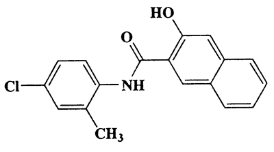 N-(4-chloro-2-methylphenyl)-3-hydroxy-2-naphthamide,2-Naphthalenecarboxamide,N-(4-chloro-2-methylphenyl)-3-hydroxy-,CAS 92-76-2,311.76,C18H14ClNO2